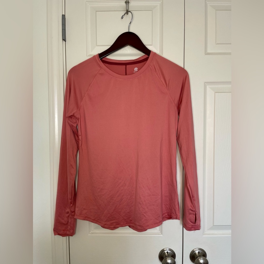 Pink long sleeve workout top